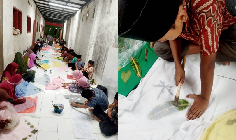 Hari Batik Nasional, Murid SDII Pesantren Rakyat Membuat Batik Ecoprint